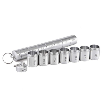 Sealed Waterproof 7 Days Split Aluminum Alloy Metal Medicine Box