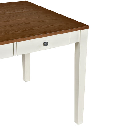 TOPMAX Mid-Century 6-Piece Wood Dining Table Set, Kitchen Table Set with Drawer  Upholstered Chairs and Bench  Butter Milk