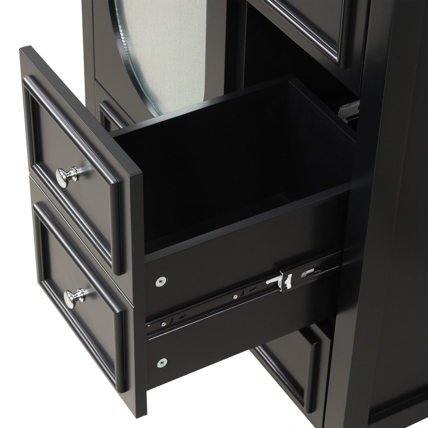 30" Bathroom Vanity with Sink, Bathroom Vanity Cabinet with Three Drawers and Door, Solid Wood and MDF, Black
