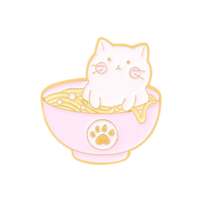 Golden M Badge Kitty Brooch