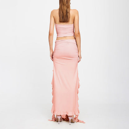 Summer new one shoulder jellyfish lace set skirt spicy girl outfit