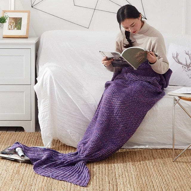 Mermaid Tail Blanket Handmade Knitted Sleeping Bag For Home TV Sofa Bed Mermaid Tail Blanket sute for Kids Adult Baby