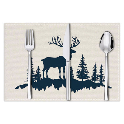 Christmas placemat reindeer print decoration insulation mat kitchen dining table coaster