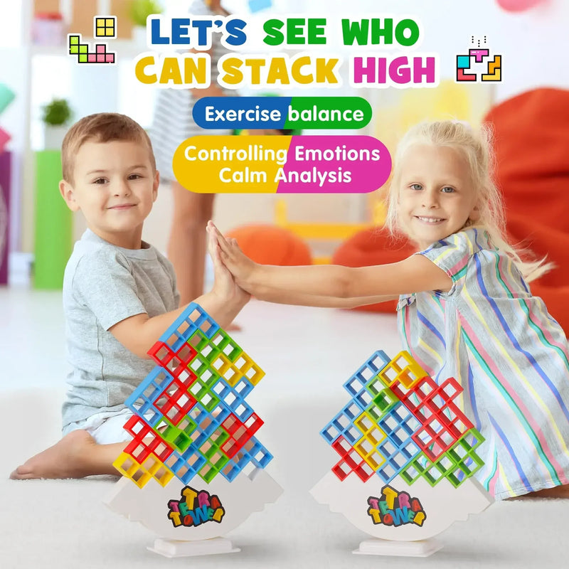 Tetra Tower Fun Balance Stacking Building Blocks Board Game for Kids Adults Friends Team Dorm Family Game Night and Partie