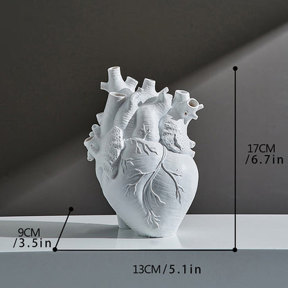Heart-Shaped Flower Vase Resin Ornament Desktop Living Room Plant Pot Table Decoration Craft