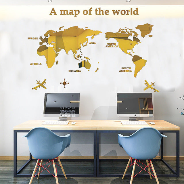 Creative Home Background Wall Stickers Acrylic 3D Wall Stickers Living Room TV Background M70- Map