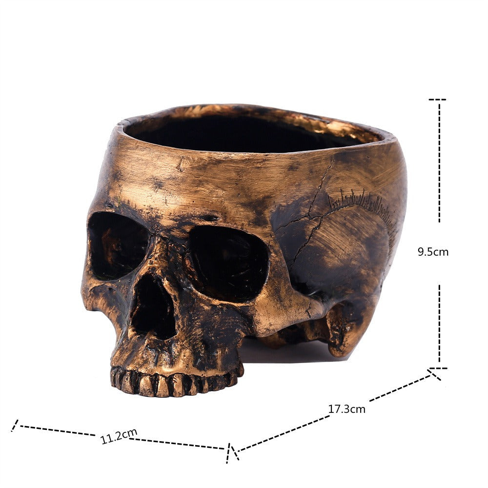 Bronze Skeleton Flower Pot Candy Storage Plate Makeup Brush