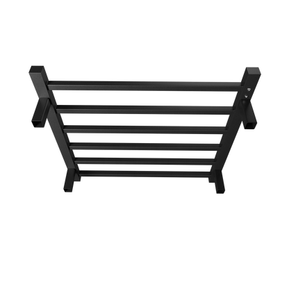 Towel Warmer 6 Bar Electric Heated Towel Rack Wall Mount Plug-in/Bath Towel Heater Matt-Black - Timer