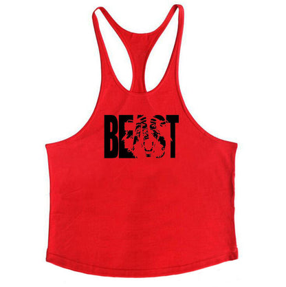 Letter printed men's fitness sports vest slim shoulder strap I-shaped vest cotton