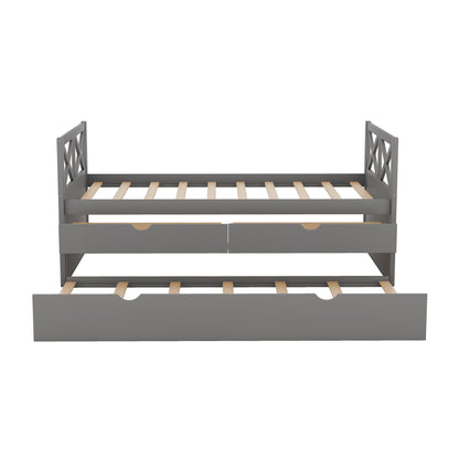 Multi-Functional Daybed with Drawers and Trundle, Gray