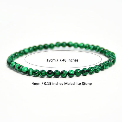 Vintage malachite beaded bracelet stacking style green bracelet men and women elastic jewelry