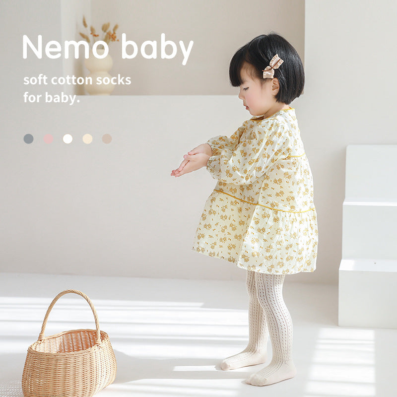 Spring And Summer Baby Girl Leggings Combed Cotton Boneless One-Piece Socks Mesh Outer Wear Cute Thin Children's Pantyhose