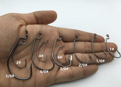 Rompin 20pcs/lot Black Nickel Crank Fishing Hooks High Carbon Steel Worm Sharp Barbed