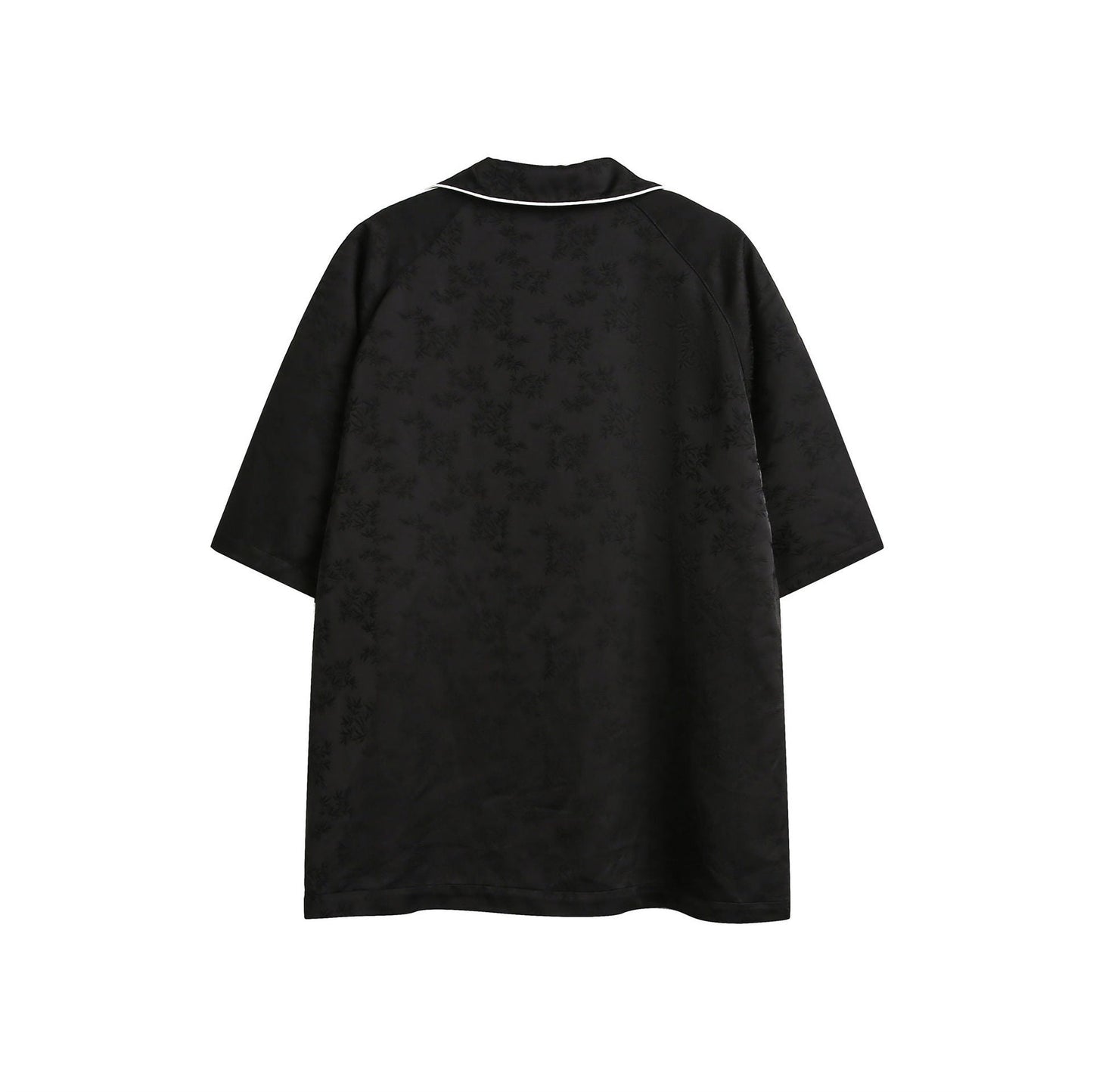 Striped Black Short Sleeve Turn-down Collar Shirt