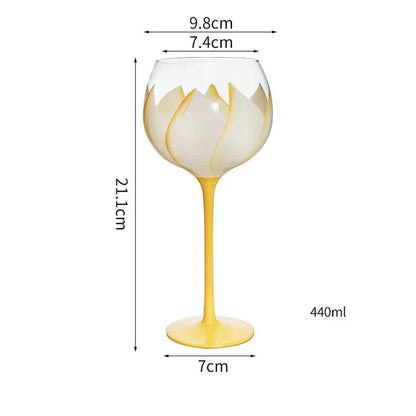 1 Piece Hand Painted Glass Goblet Cup Creative Red Wine Glasses Cup Flower Painted Stemware for Wedding Party Events