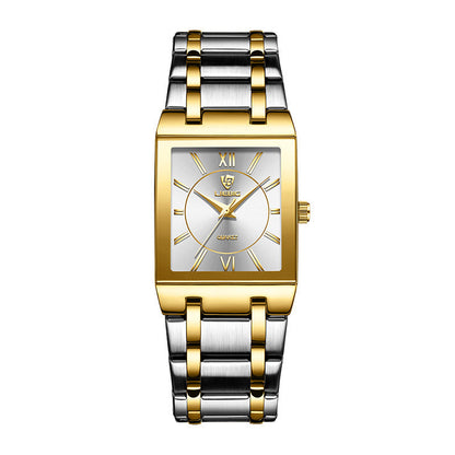 Business Style Steel Strap Couple Watch Square