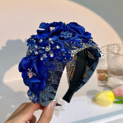 Handmade fabric flower headband and water diamond headband