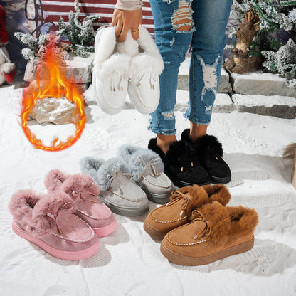 Round Head Thick Bottom Velvet Padded Plus Size Women's Snow Boots