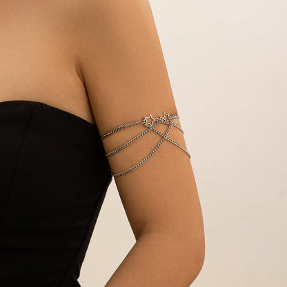 Ethnic style punk adjustable alloy pentagram cross Leg Chain