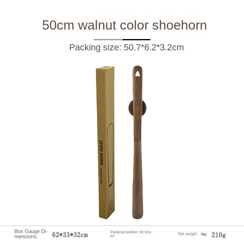 Elderly and Pregnant Women's Shoe Horn - Extended Handle Black Walnut Wood High-Grade Shoe Helper Tool