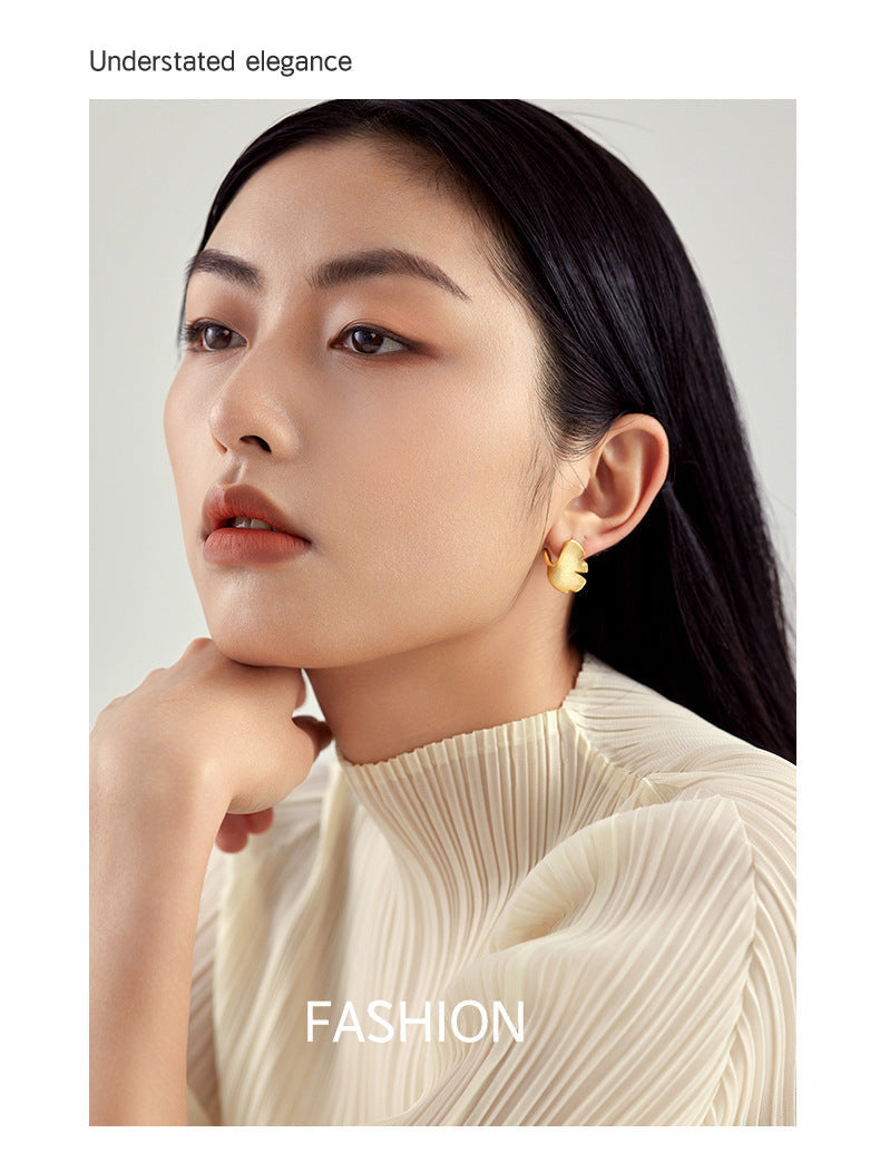 925 Sterling Silver Ginkgo Biloba Stud Earrings
