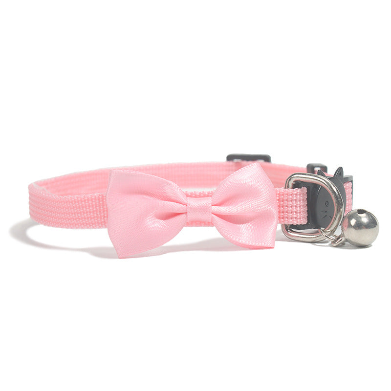 Pet Bow Collar Nylon Ribbon Multi-color Adjustable With Bell Pet Decorations