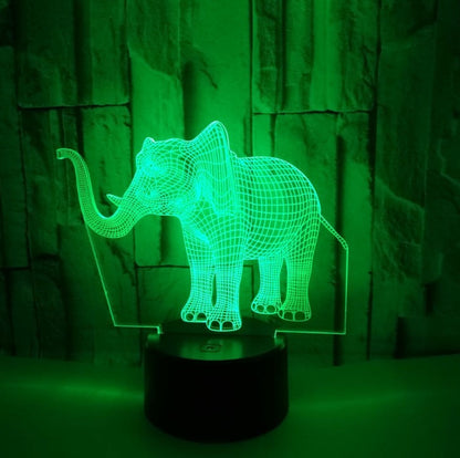 New elephant 3D light Colorful touch 3D LED visual light Gift decoration 3D small table lamp