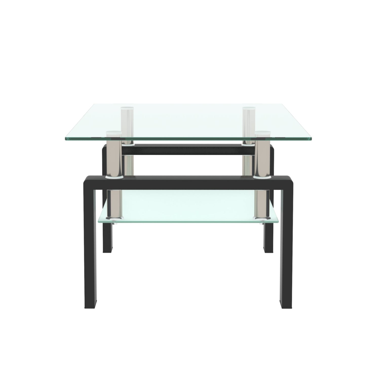 Rectangle Black Glass Coffee Table Clear Coffee Table Modern Side Center Tables for Living Room Living Room Furniture