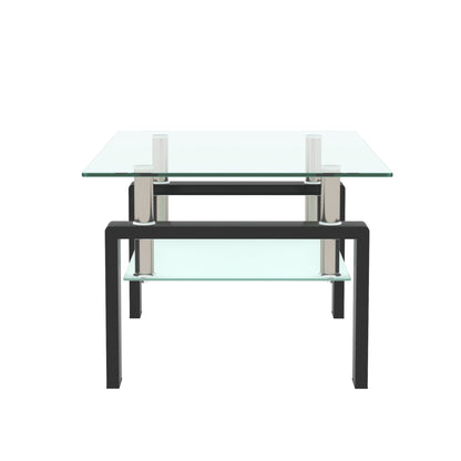 Rectangle Black Glass Coffee Table Clear Coffee Table Modern Side Center Tables for Living Room Living Room Furniture