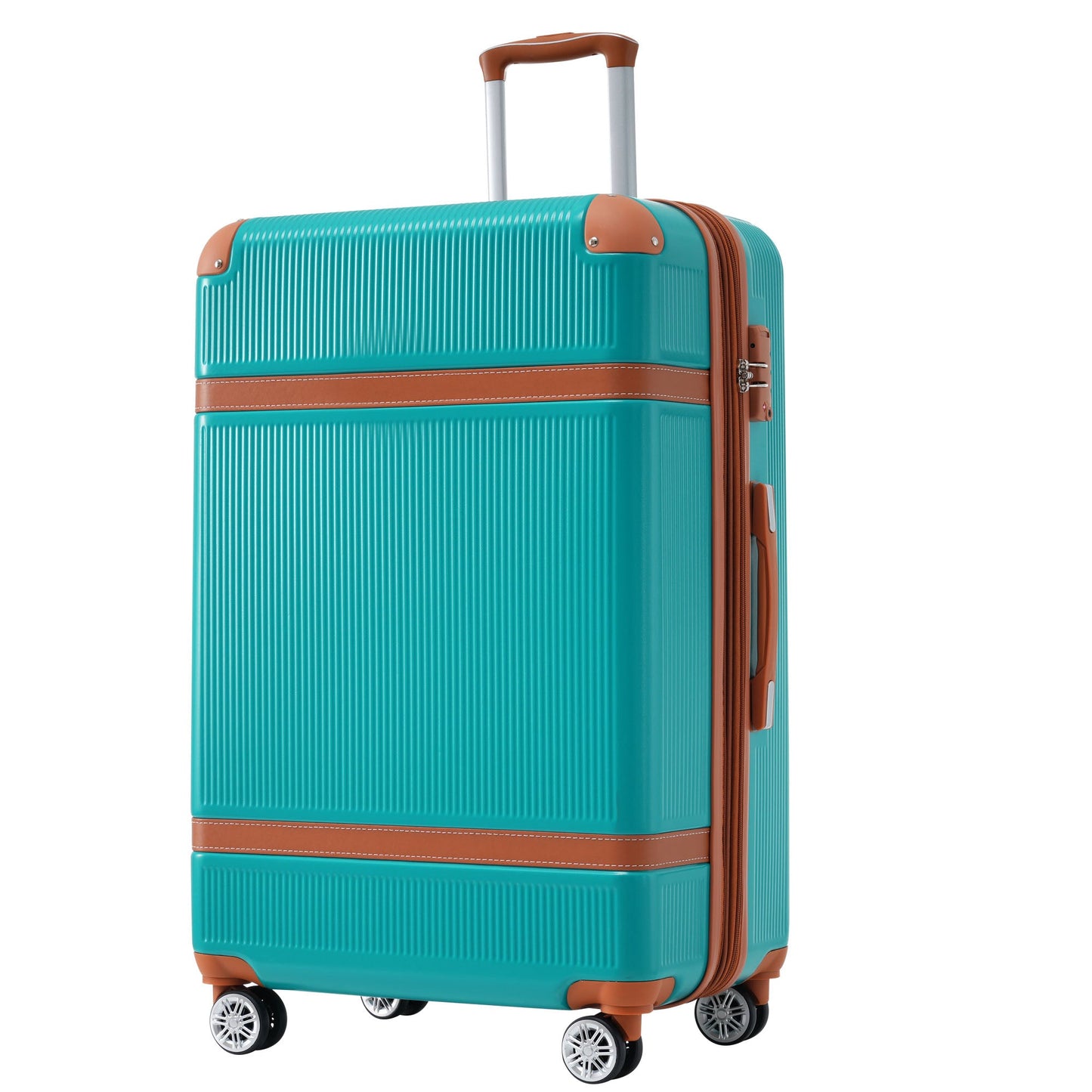 Hardshell Luggage Sets 3 Piece double spinner 8 wheels Suitcase with TSA Lock Lightweight 20''24''28'' Green + ABS