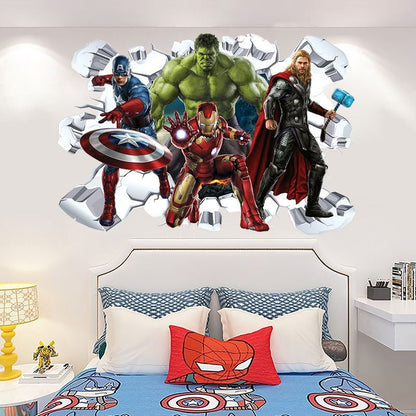 Marvel League of Legends Captain America Iron Man Batman Hulk Boy Bedroom Living Room Decoration Self Adhesive Wall