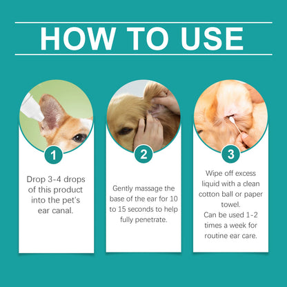 Pet Ear Wash Relieves Ear Discomfort For Cats And Dogs Clean, Decontaminate, Moisturize, Soothe And Nourish