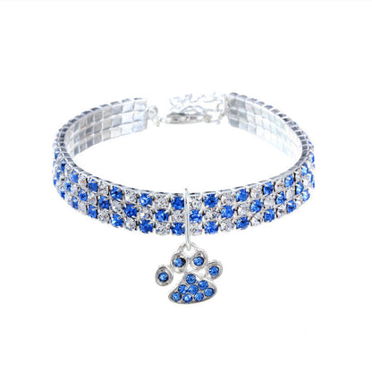 Pet Collar With Diamonds, Mixed-color Cat And Dog Supplies, Cat Claws, Elastic Cat And Dog Necklace Jewelry