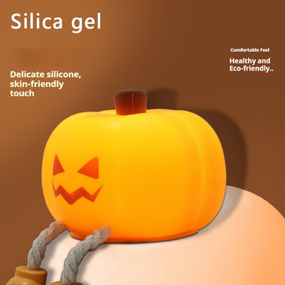 Home Decor Halloween Pumpkin Night Light Cute Soft Silicone Lamp Touch  Dimmable Rechargeable Bedside Decor Light Kids Gifts Halloween Decorations