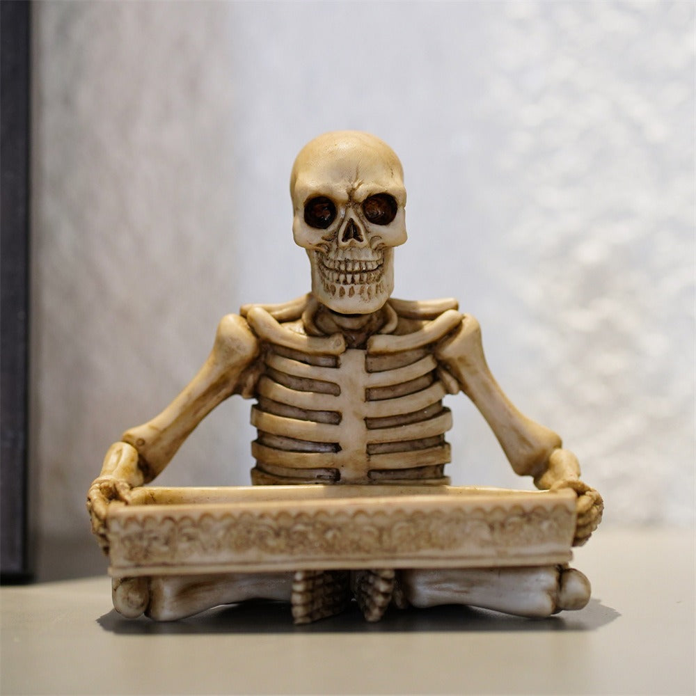 Antique Skull Holding Slot Storage Small Tray