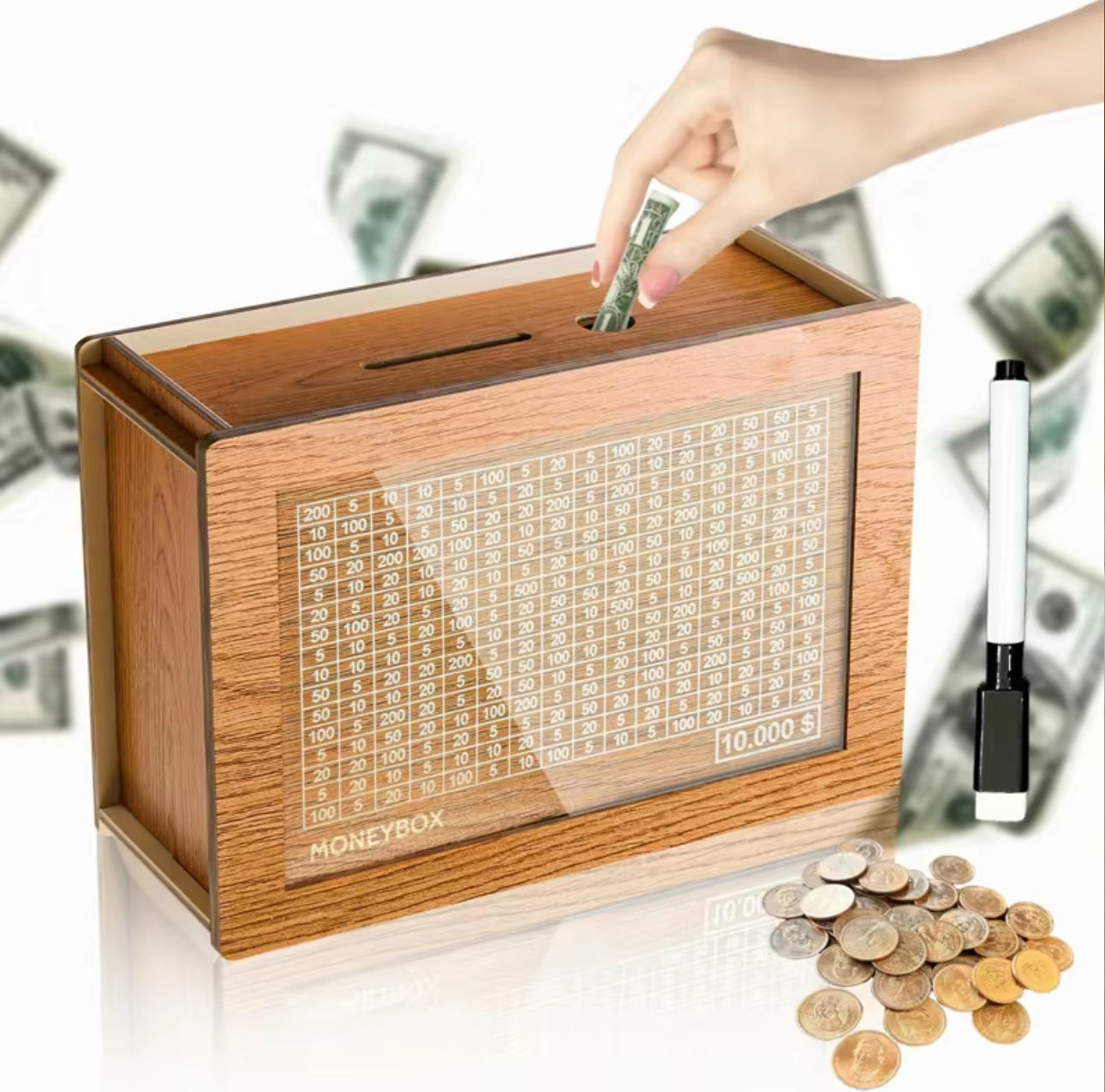 CashTarget Wooden Bank