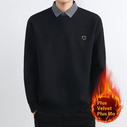 Simple Fake Two Pieces Sweaters Men