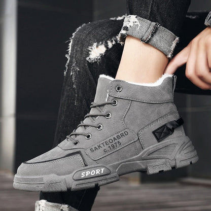 Cotton shoes, winter men's shoes, high top Martin boots, Bumblebee work boots, large size, medium top, fashionable shoes, men's boots, trendy shoes
