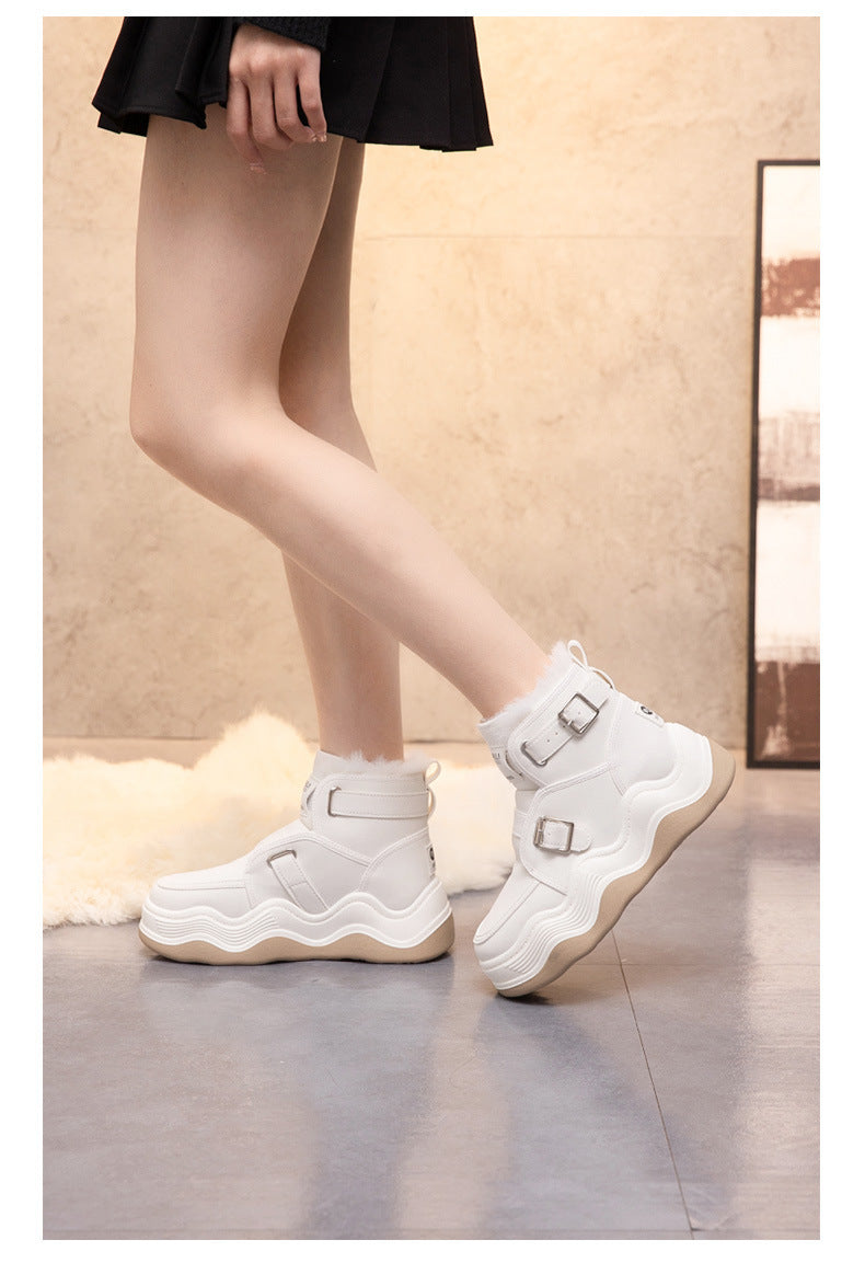 High Top Woolen Elevator Sports Shoes