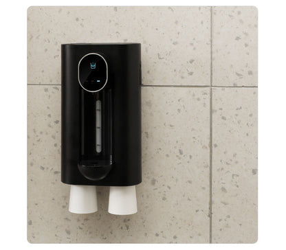 Household Bathroom Mouthwash Cups Wall Mounted Mouth Wash Machine Black Mouthwash Dispenser