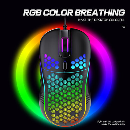 Wired gaming mouse with hollow holes and glowing light lightweight gaming mouse for esports