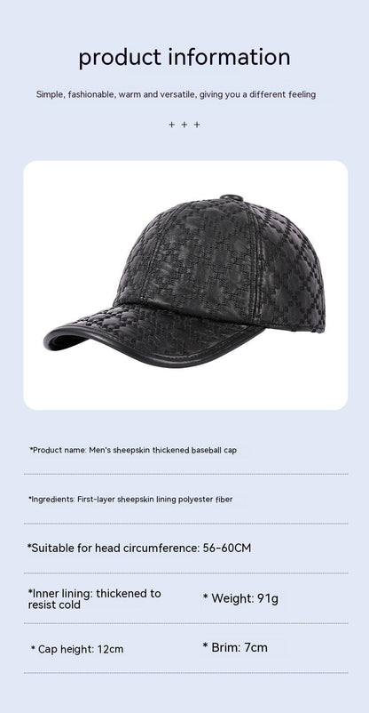 Full-grain Sheepskin Korean Style Plaid Hat Men