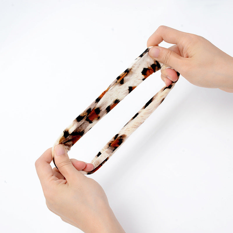 Vintage leopard spotted hair circle fabric hair accessory