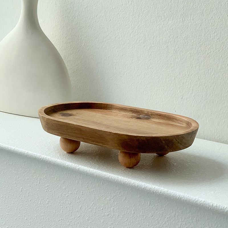 Entrance foyer storage tray aromatherapy glasses placement tray oval wooden ornament household tray