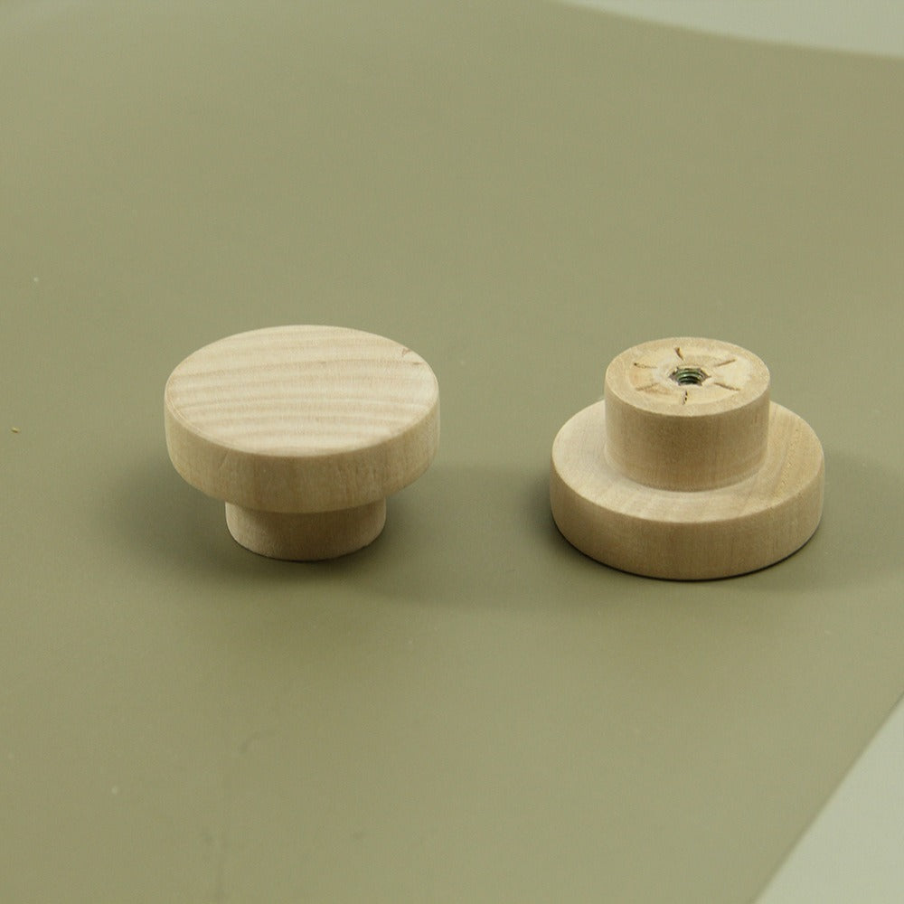 Vine woven circular cake wooden handle cabinet door rattan woven wooden handle single hole raw wood color handle