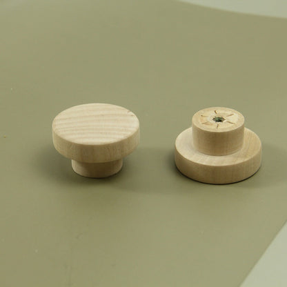 Vine woven circular cake wooden handle cabinet door rattan woven wooden handle single hole raw wood color handle