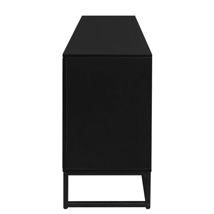Rattan 4-Door Sideboard , Sideboard Buffet Storage Cabinet,Accent Storage Cabinet , Large Cabinet With 4 Rattan Decorated Doors