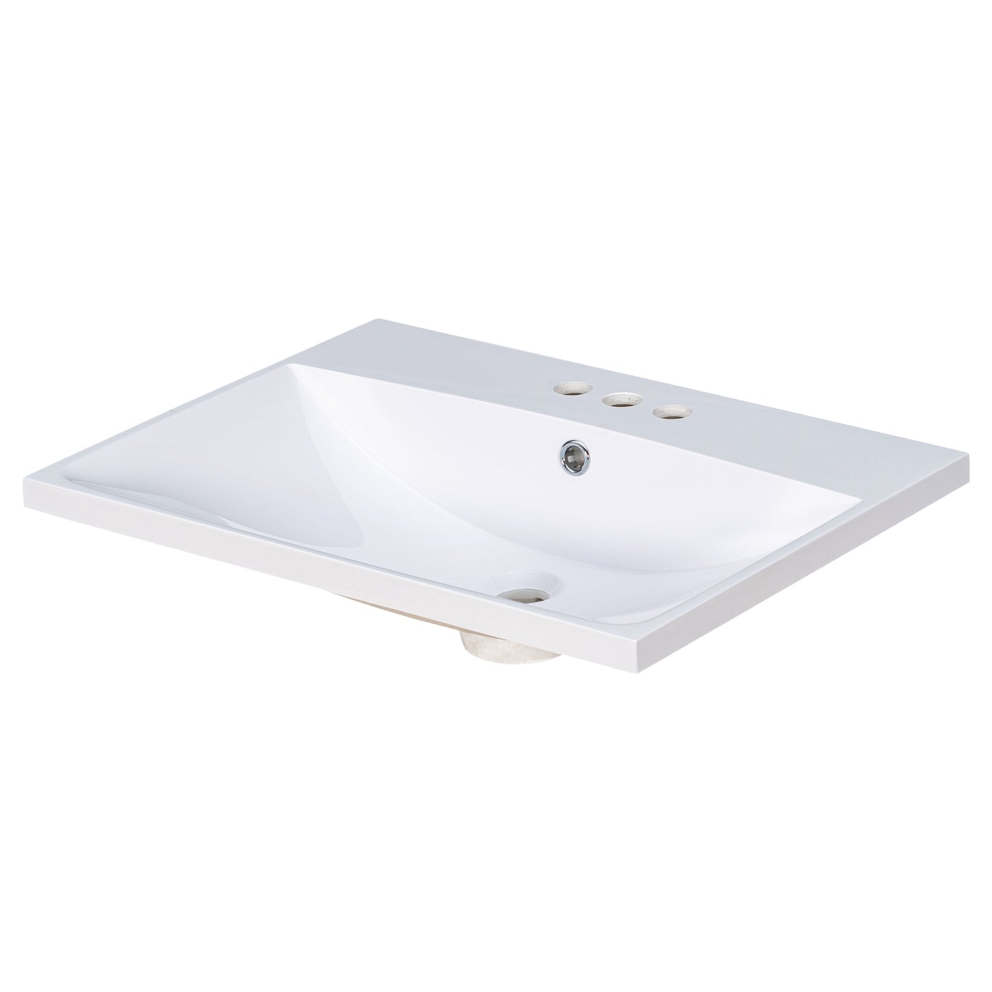 24" Bathroom Vanity Top Only White Basin 3-Faucet Holes  4" Faucet Available Ceramic