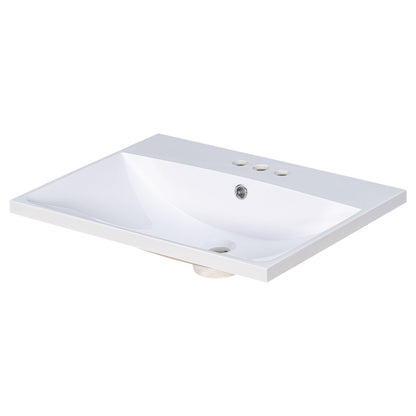 24" Bathroom Vanity Top Only White Basin 3-Faucet Holes  4" Faucet Available Ceramic