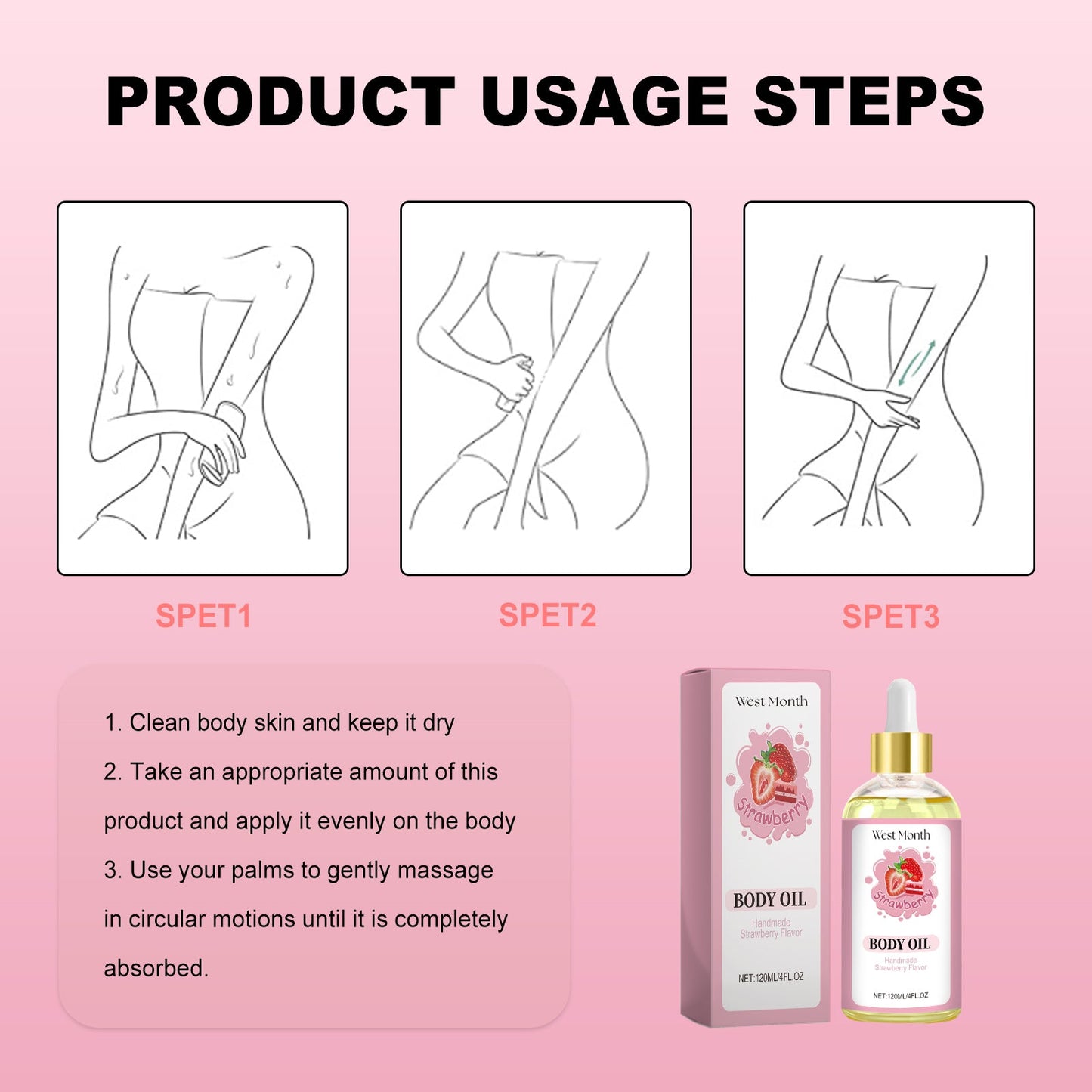Strawberry Body Care Oil Moisturizes Tender And Firming Skin Full Body Massage Body Care